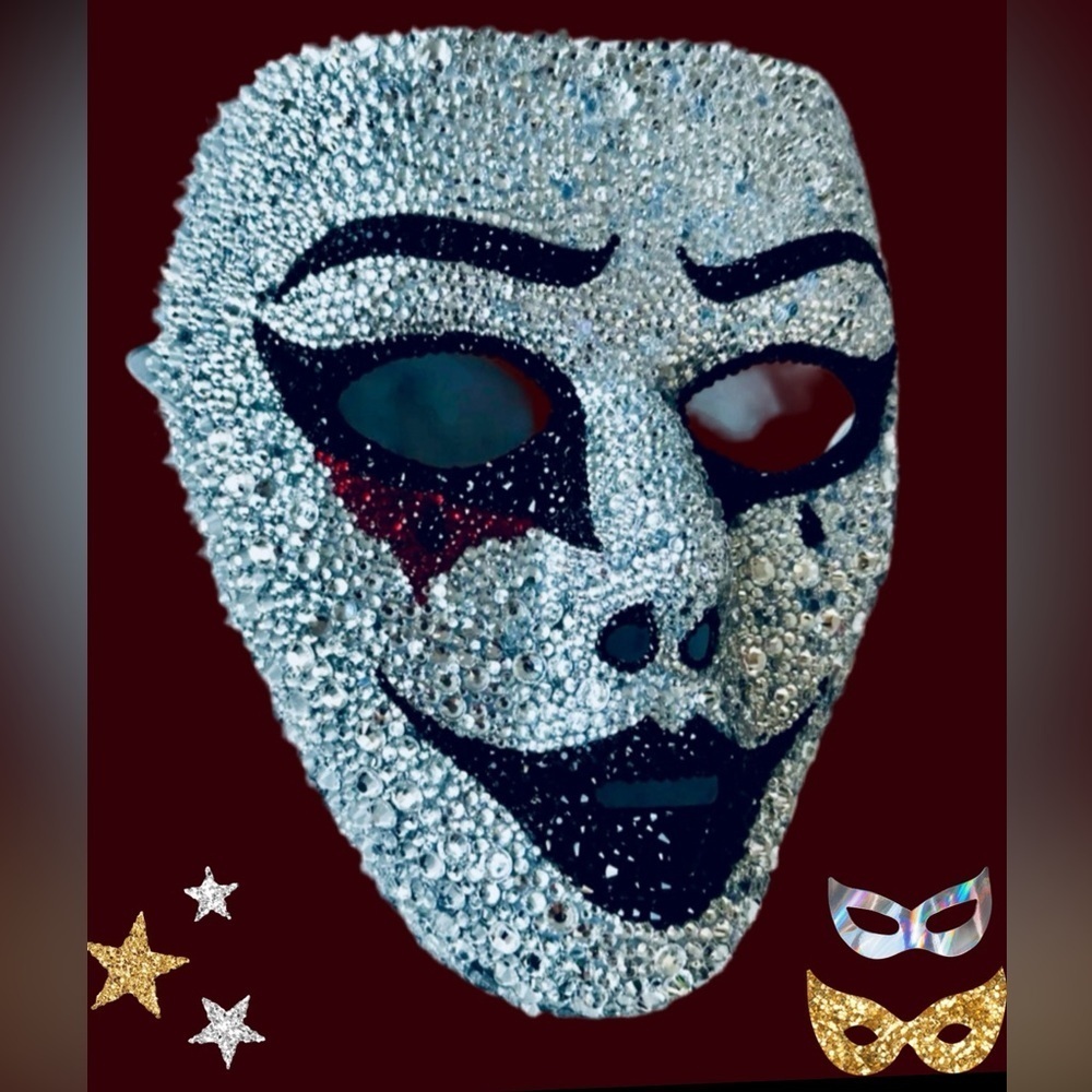 🆕Rhinestone Bedazzled Masquerade Bling Face Mask For Halloween,Mardi Grass &More